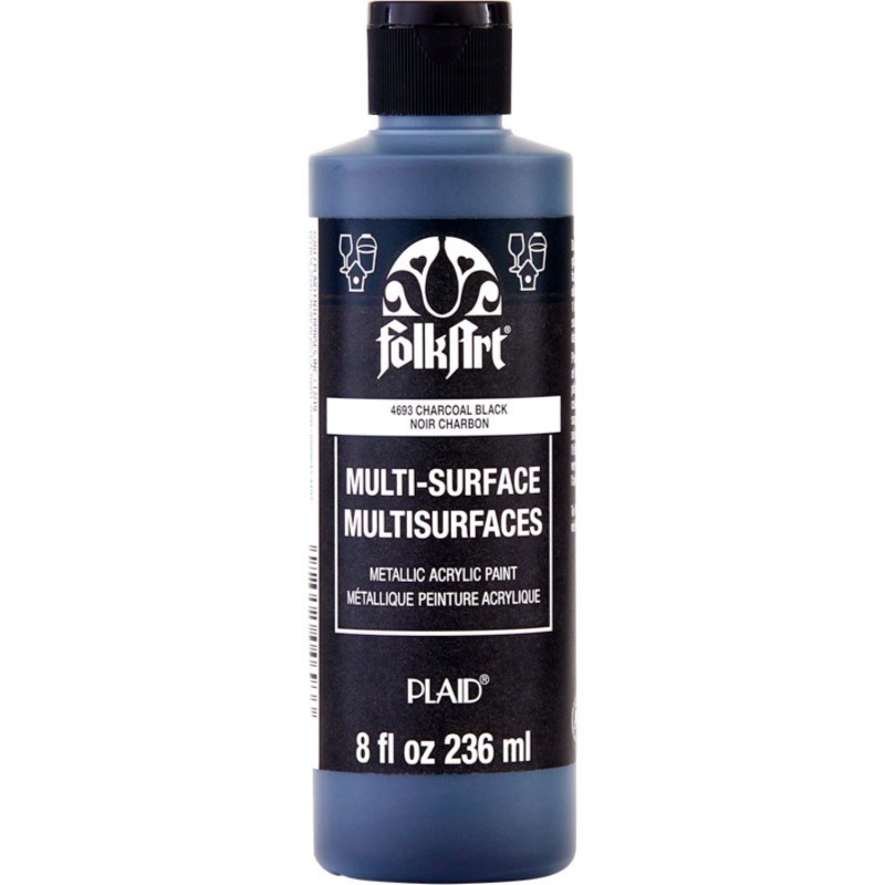 FolkArt Acrylic Paint Metallic, 8oz., Charcoal Black