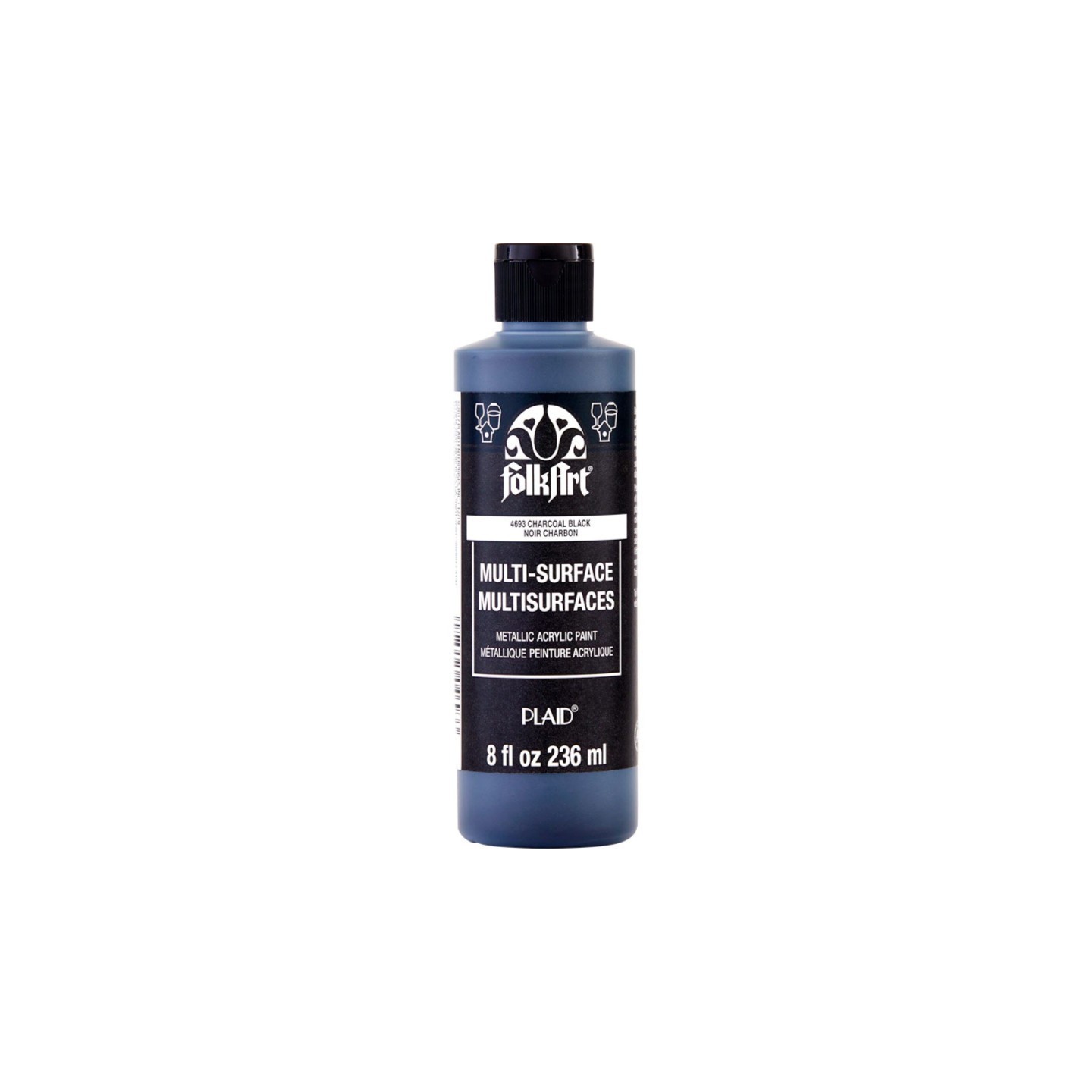 FolkArt Acrylic Paint Metallic, 8oz., Charcoal Black