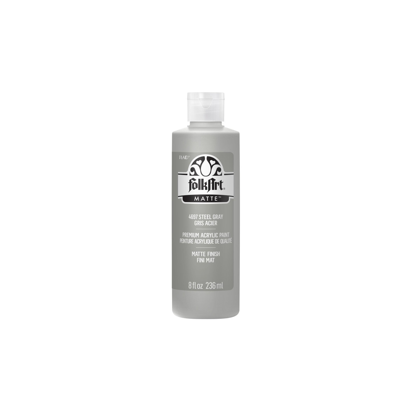 FolkArt Acrylic Paint Matte, 8oz., Steel Gray