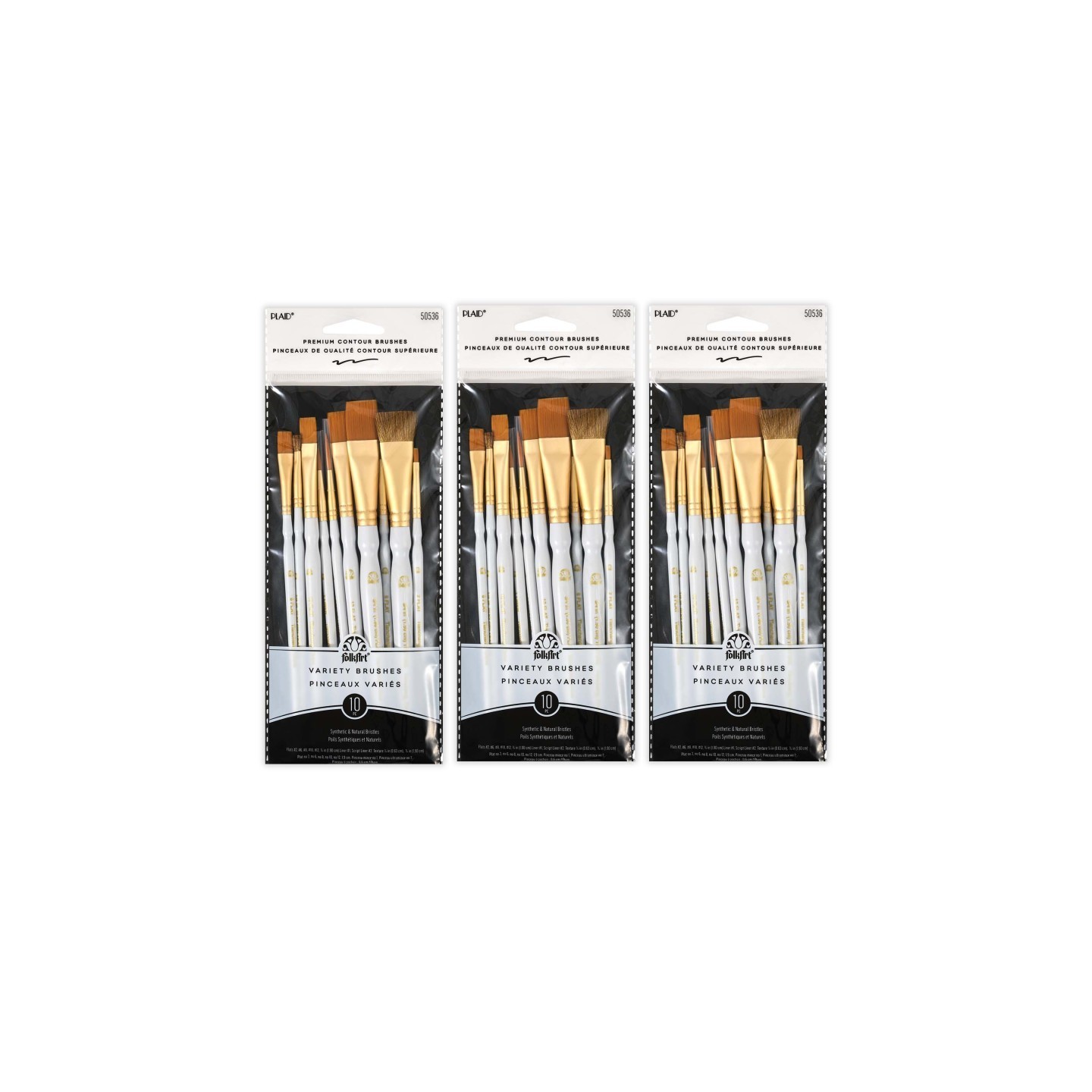FolkArt Artist Variety Brush Set, 10 Per Set, 3 Sets