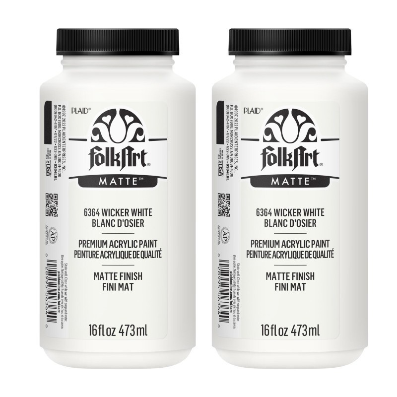 FolkArt Acrylic Paint Matte, 16oz., Wicker White, Pack of 2