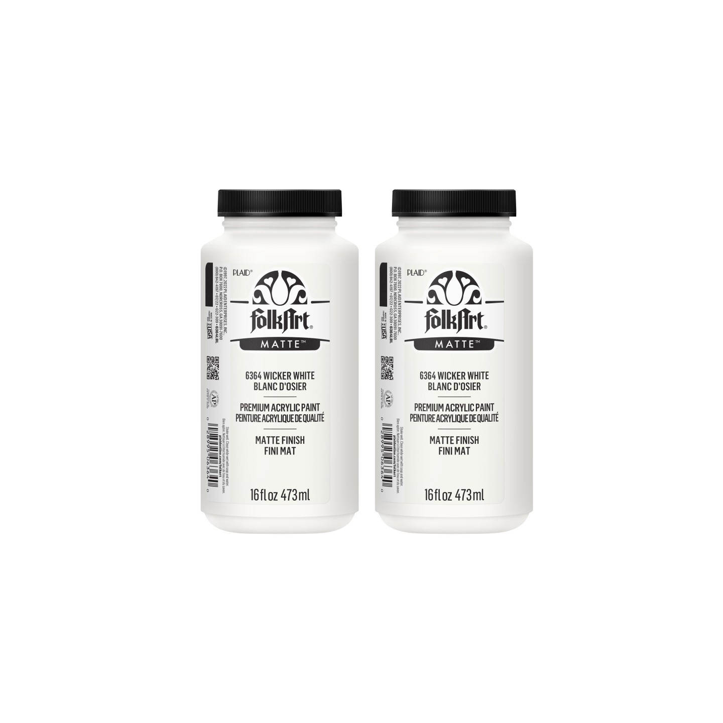 FolkArt Acrylic Paint Matte, 16oz., Wicker White, Pack of 2