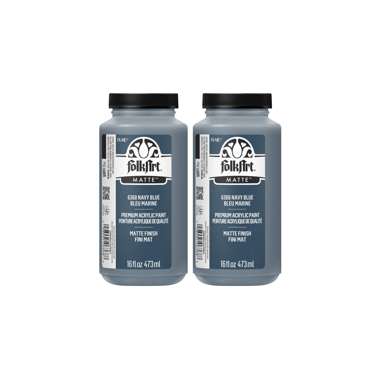 FolkArt Acrylic Paint Matte, 16oz., Navy Blue, Pack of 2