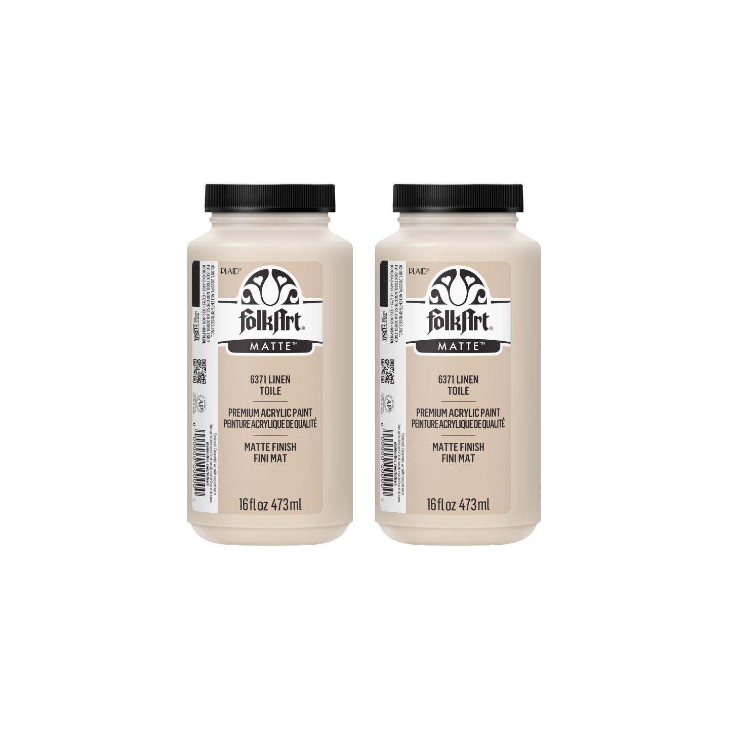 FolkArt Acrylic Paint Matte, 16oz., Linen, Pack of 2