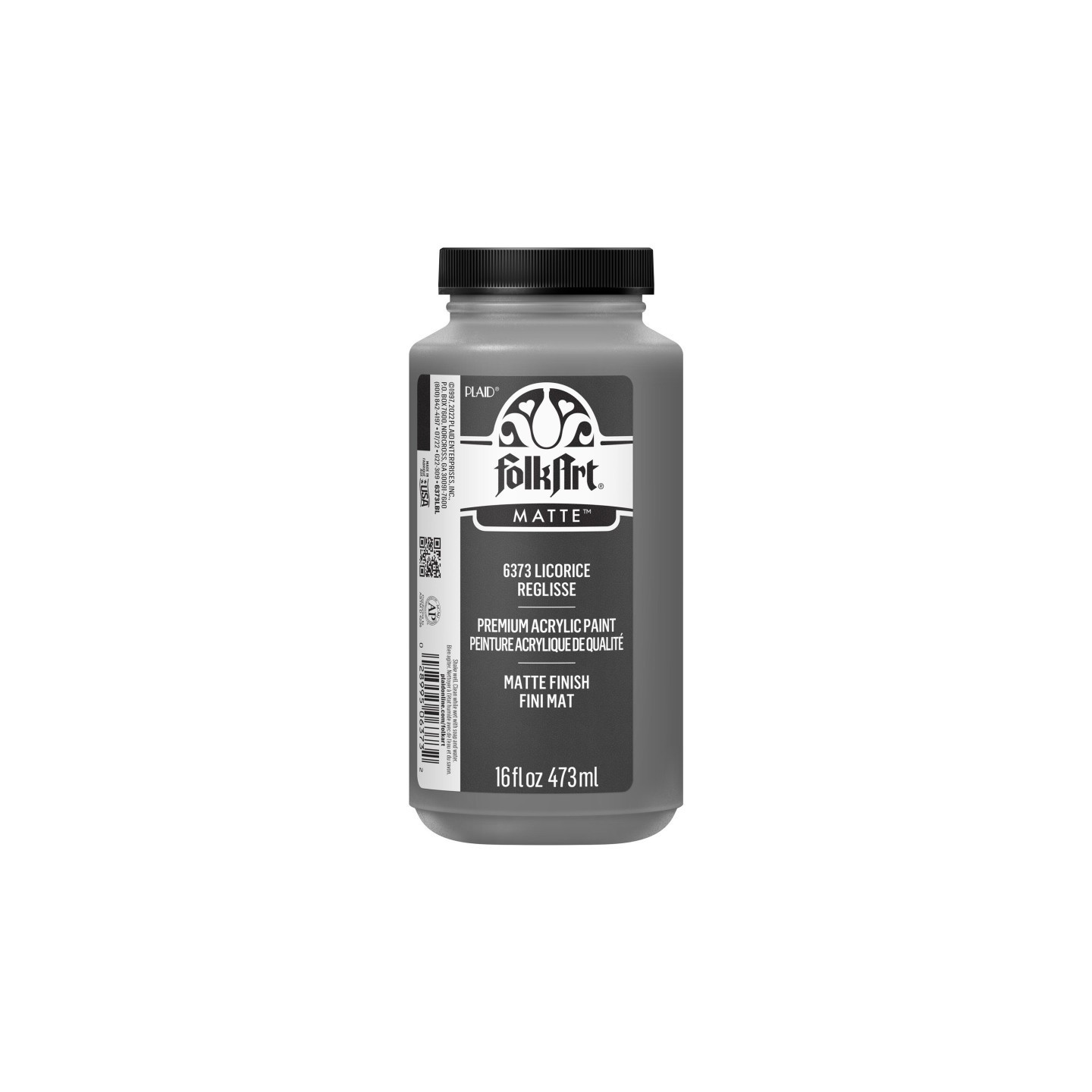 FolkArt Acrylic Paint Matte, 16oz., Licorice