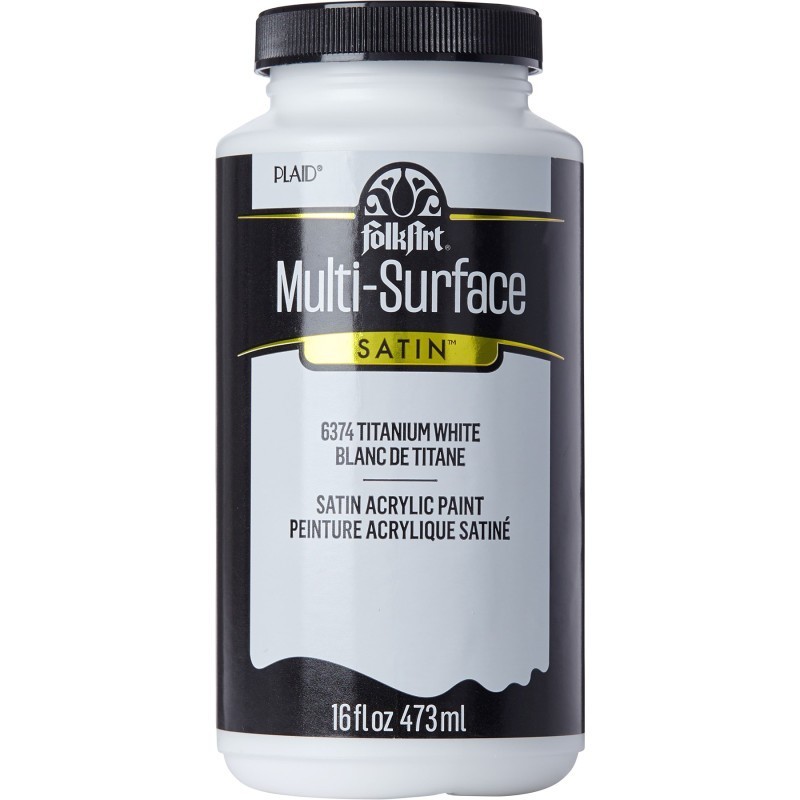 FolkArt Acrylic Paint Multi-Surface Satin, 16oz., Titanium White