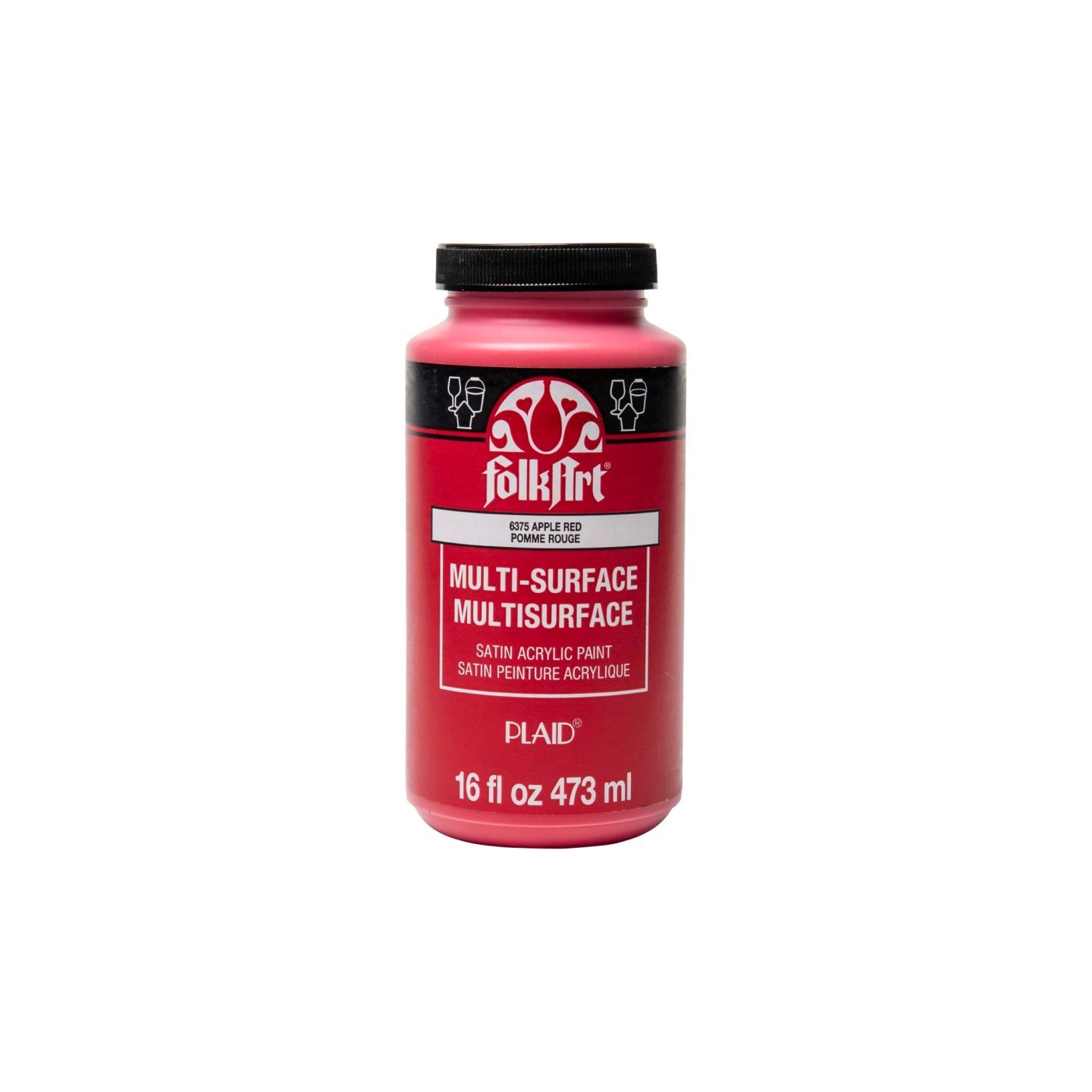 FolkArt Acrylic Paint Multi-Surface Satin, 16oz., Apple Red