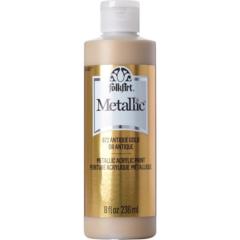 FolkArt Acrylic Paint Metallic, 8oz., Antique Gold Metallic
