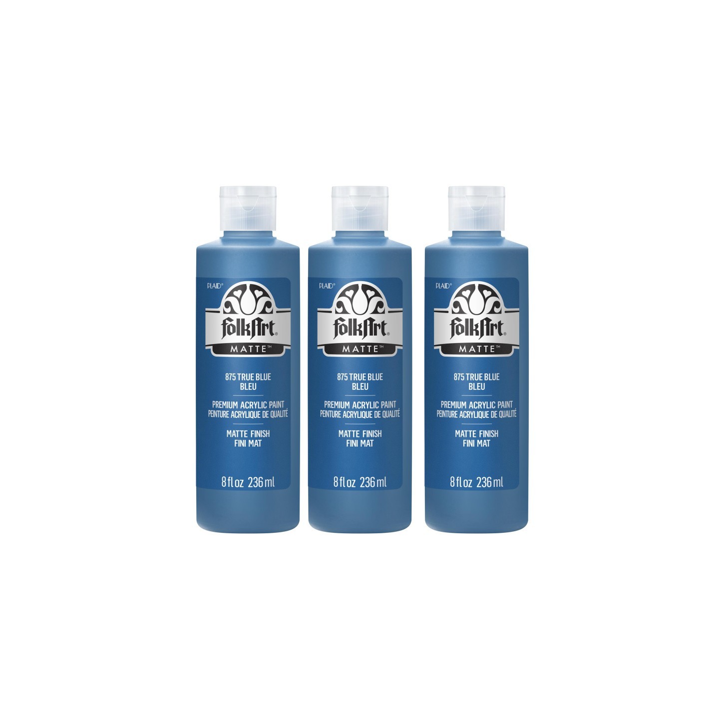 FolkArt Acrylic Paint Matte, 8oz., True Blue, Pack of 3