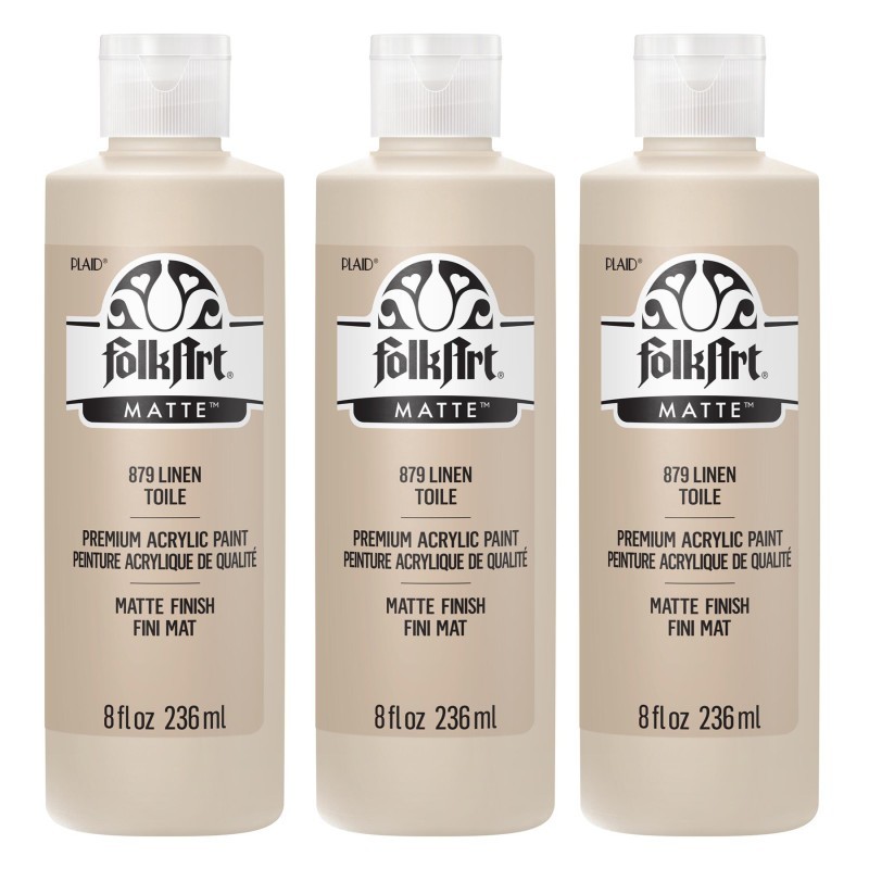 FolkArt Acrylic Paint Matte, 8oz., Linen, Pack of 3