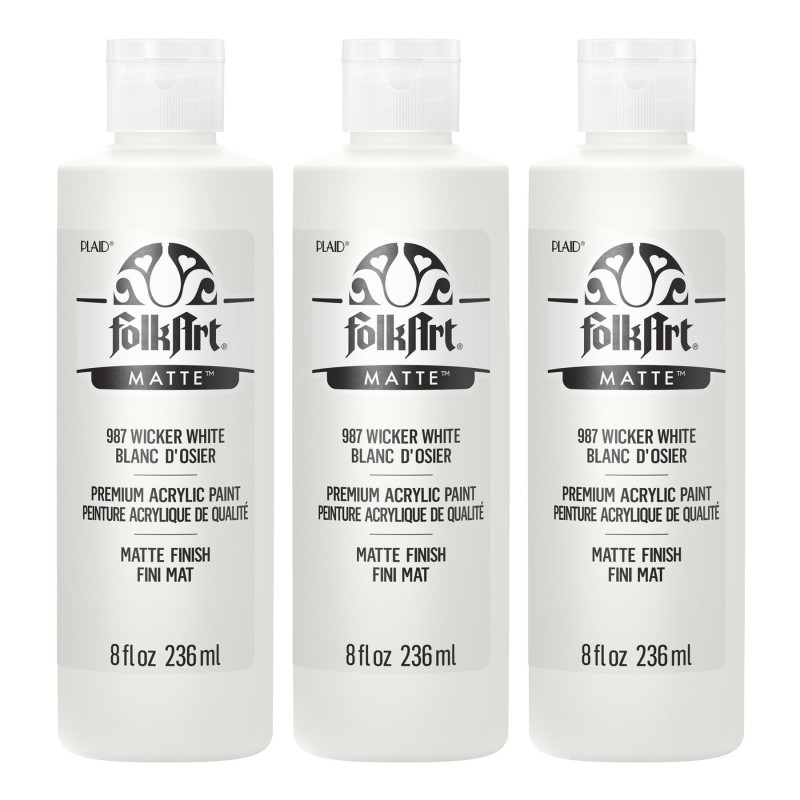 FolkArt Acrylic Paint Matte, 8oz., Wicker White, Pack of 3