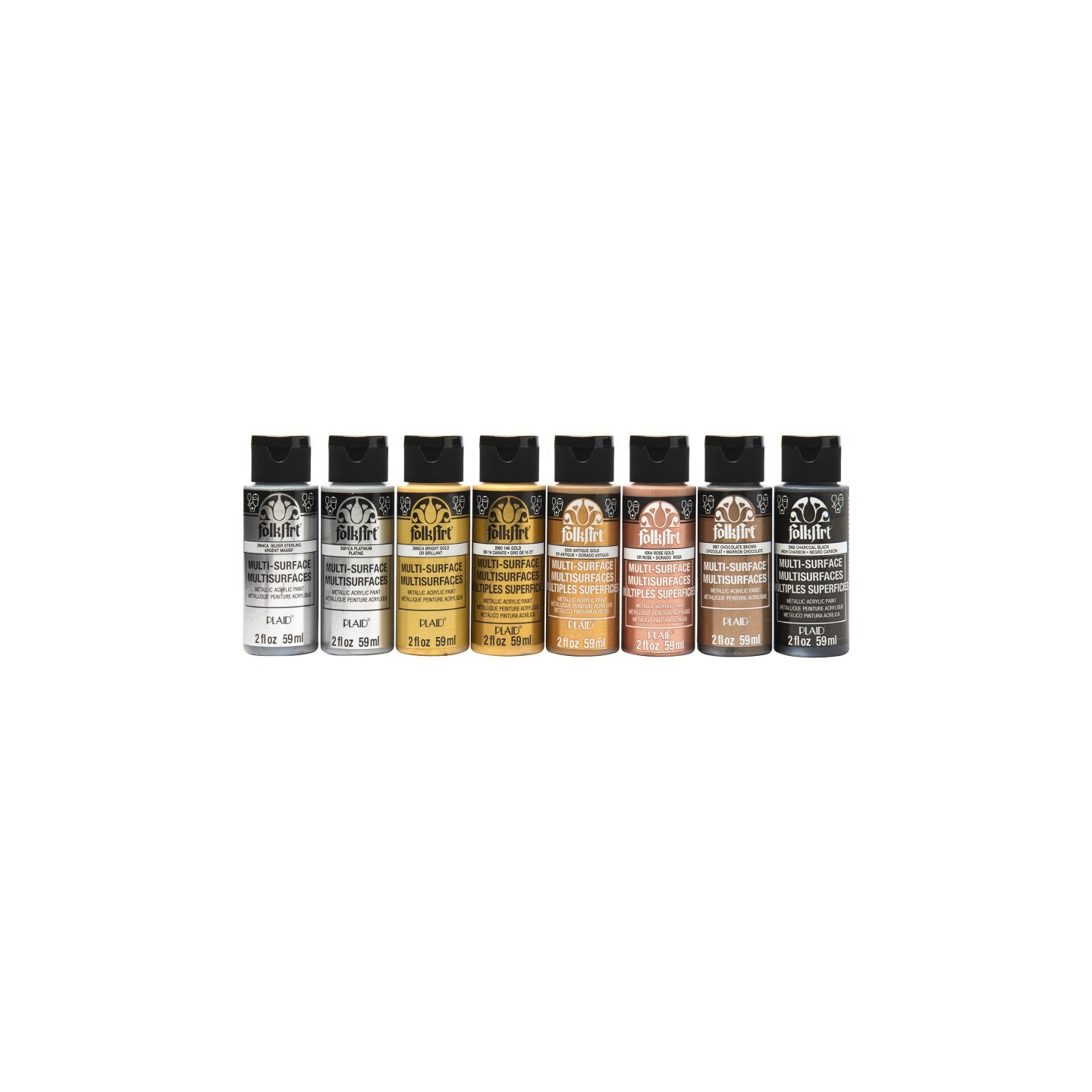 FolkArt Multi-Surface Acrylic Paint Set, 2oz., Metallics, 8-Piece Set