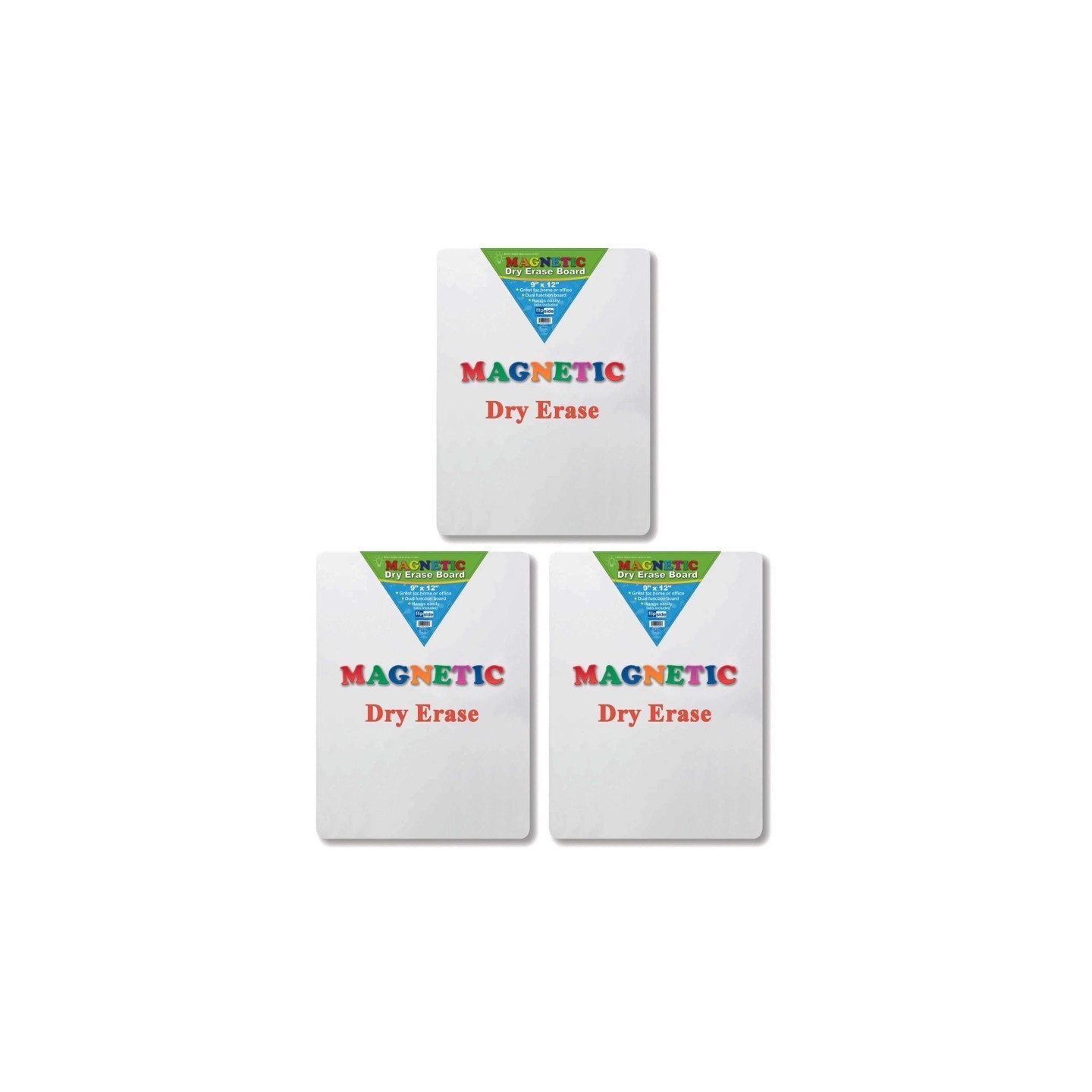 Flipside Products Magnetic Dry Erase Board, 9" x 12", Pack of 3