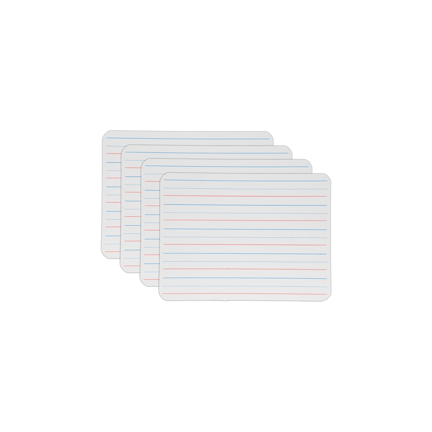 Flipside Products Two-Sided Dry Erase Board, Plain/Red & Blue Ruled, 9" x 12", Pack of 4