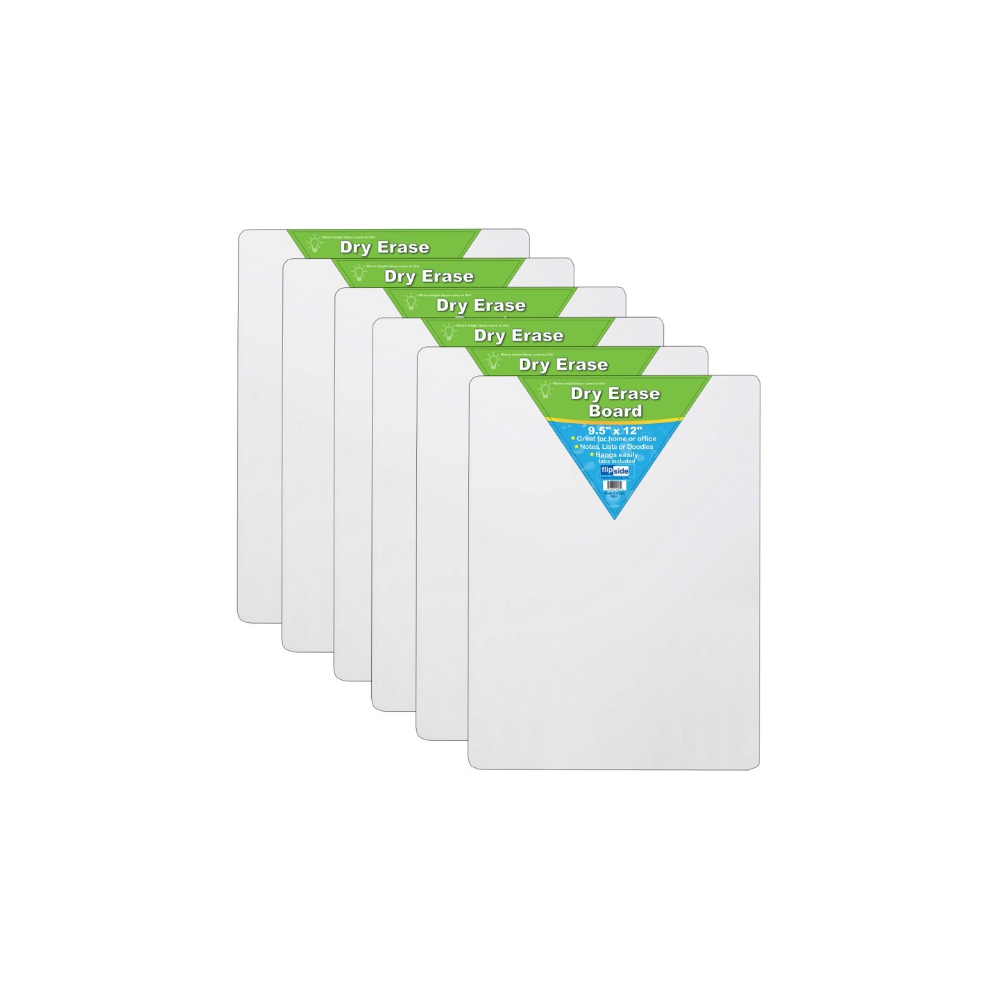Flipside Products Dry Erase Board, 9.5" x 12", Pack of 6