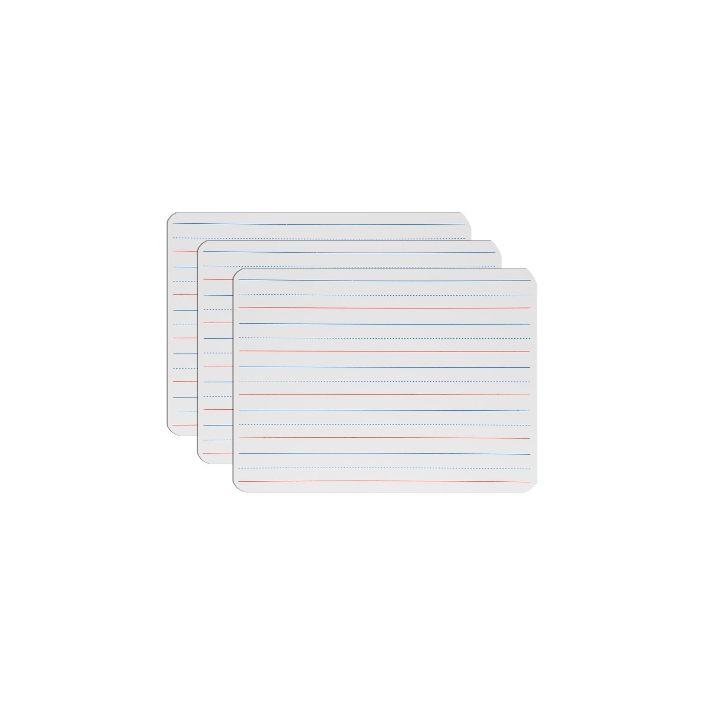 Flipside Products Two-Sided Magnetic Dry Erase Board, Red & Blue Ruled/Blank, 9" x 12", Pack of 3