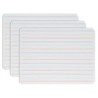 Flipside Products Two-Sided Magnetic Dry Erase Board, Red & Blue Ruled/Blank, 9" x 12", Pack of 3