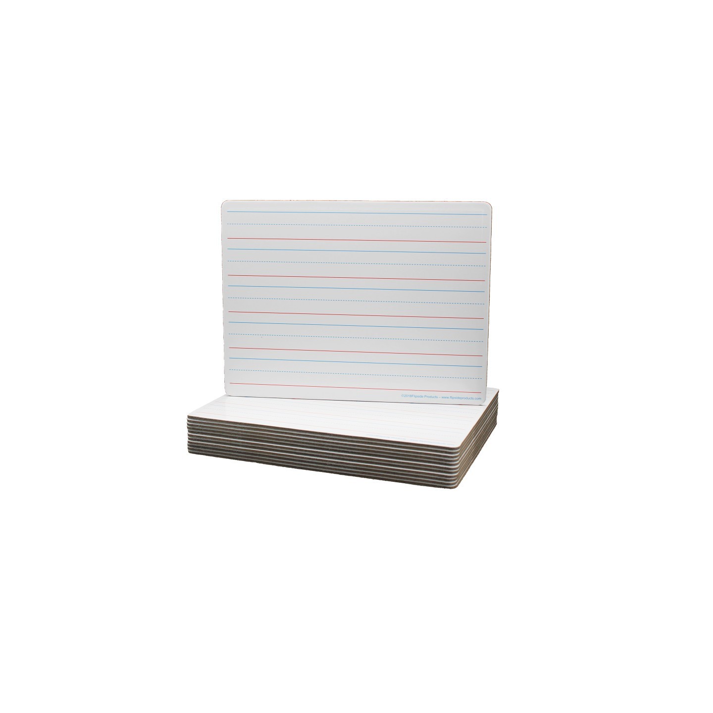 Flipside Products Two-Sided (Red & Blue Ruled/Blank) Dry Erase Board, 9" x 12", Pack of 12