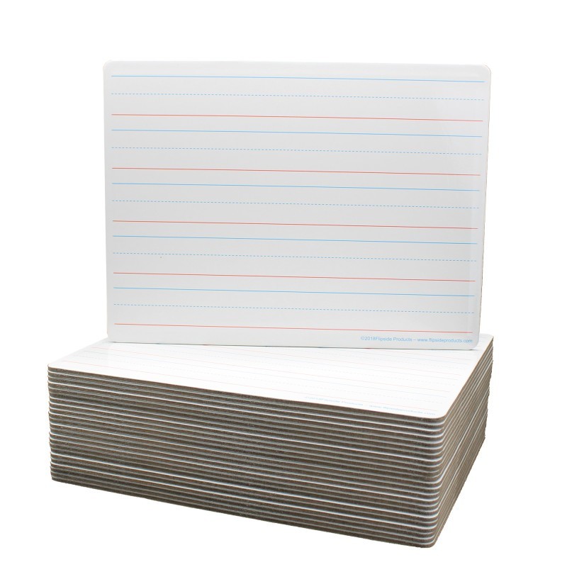 Flipside Products Two-Sided Magnetic Dry Erase Board, 9" x 12", Ruled, Pack of 24