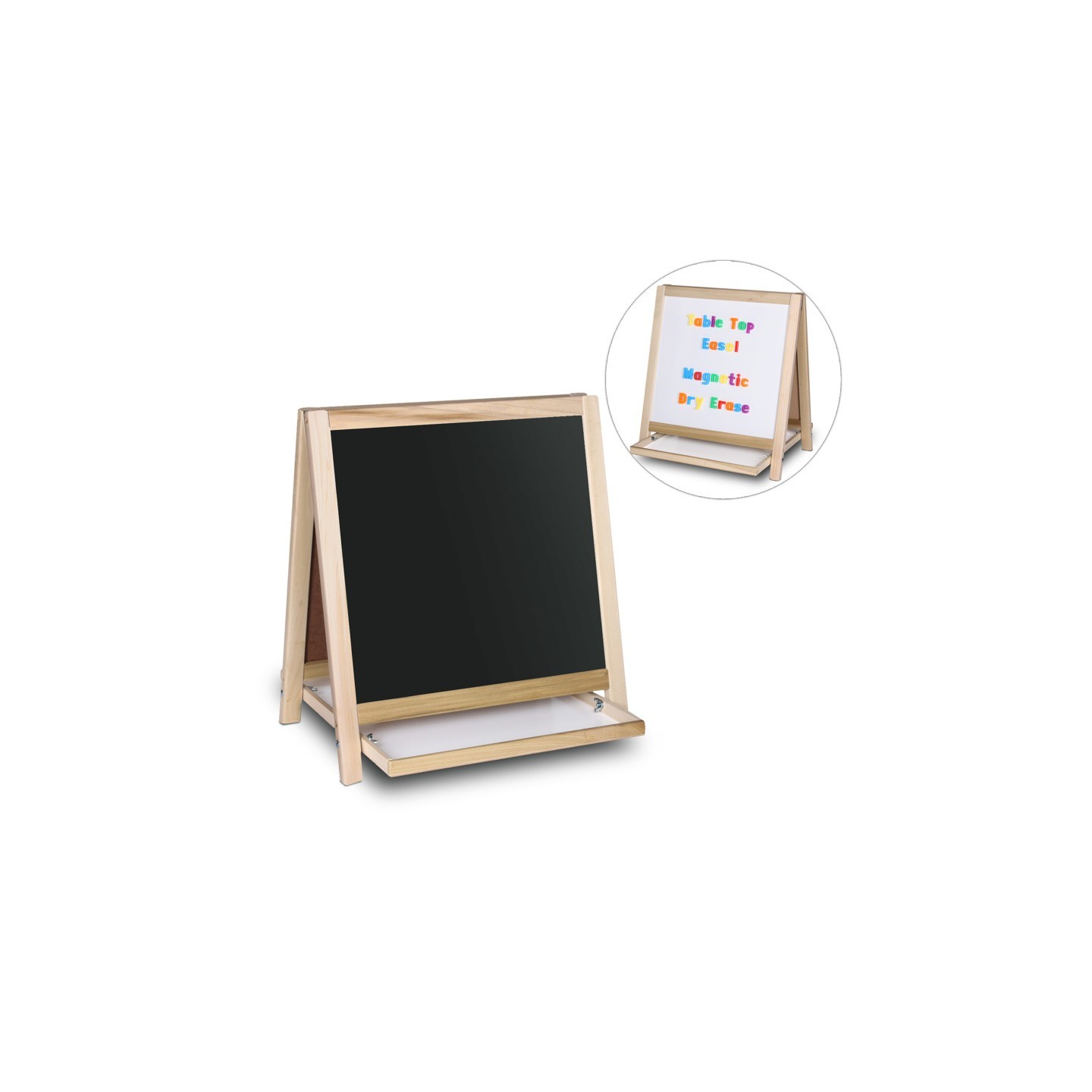 Crestline Products Magnetic Table Top Easel White Dry Erase/Black Chalkboard, 19.5"H x 18"W