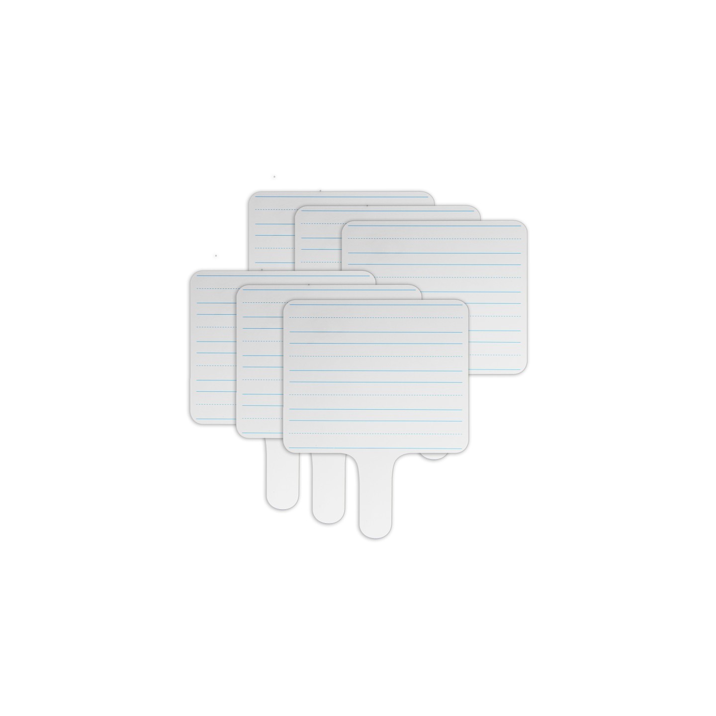 Flipside Products Two-Sided Rectangular Dry Erase Writing Paddle, Lined/Blank, 7.75" x 10", Pack of 6