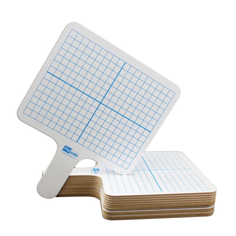 Flipside Products Two-Sided (3/8" Graph/Blank) Rectangular Dry Erase Graphing Paddles, Class Pack of 12