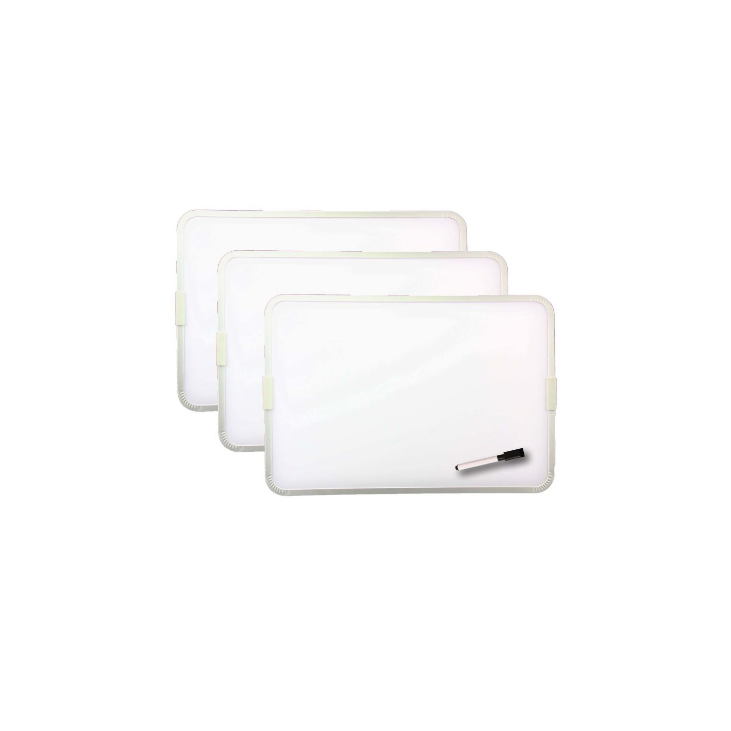 Flipside Products Two-Sided Aluminum Framed, Magnetic Dry Erase Board w/Pen, 9" x 12", Pack of 3