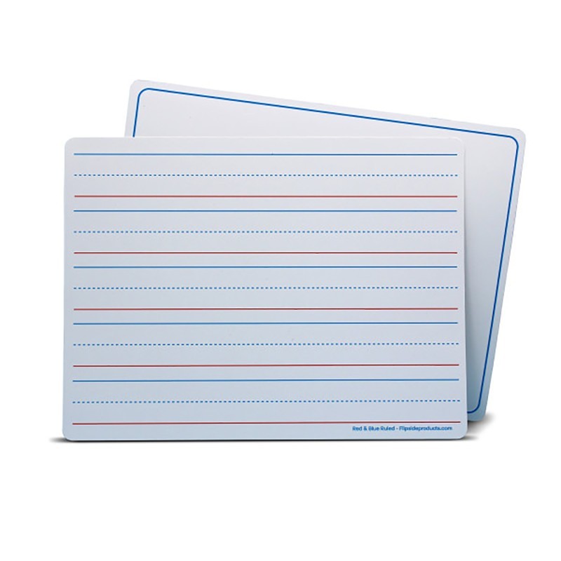 Flipside Products Magnetic Dry Erase Learning Mat, Two-Sided Red & Blue Ruled/Plain, 9" x 12", Pack of 24