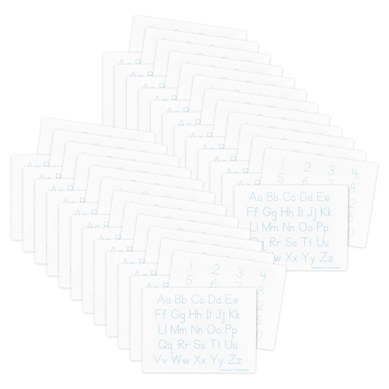 Flipside Products Two-Sided Dry Erase Learning Mat, 9" x 12", Letters & Numbers, Pack of 48