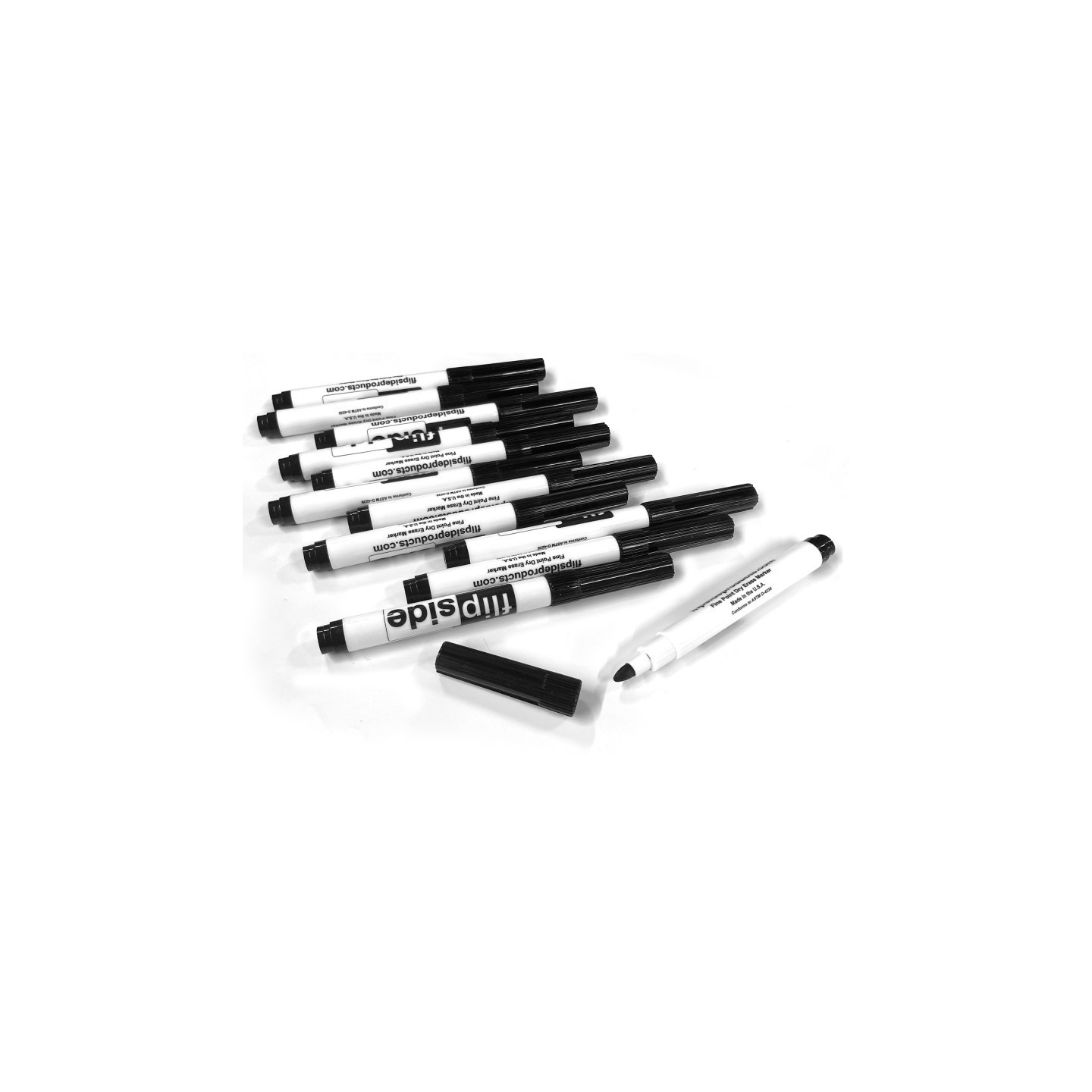 Flipside Products Dry Erase Fine Point Markers, Black, Pack of 12