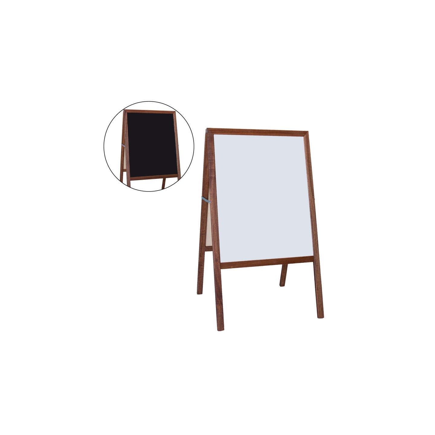 Flipside Products Stained Marquee Easel with White Dry Erase/Black Chalkboard, 42" H x 24" W