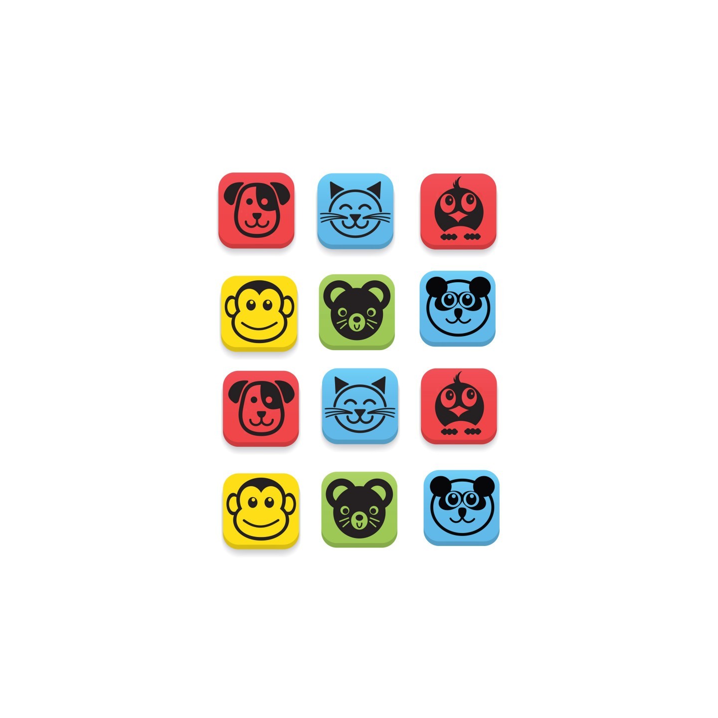 Flipside Products Magnetic Whiteboard Student Erasers, Animals, Set of 12