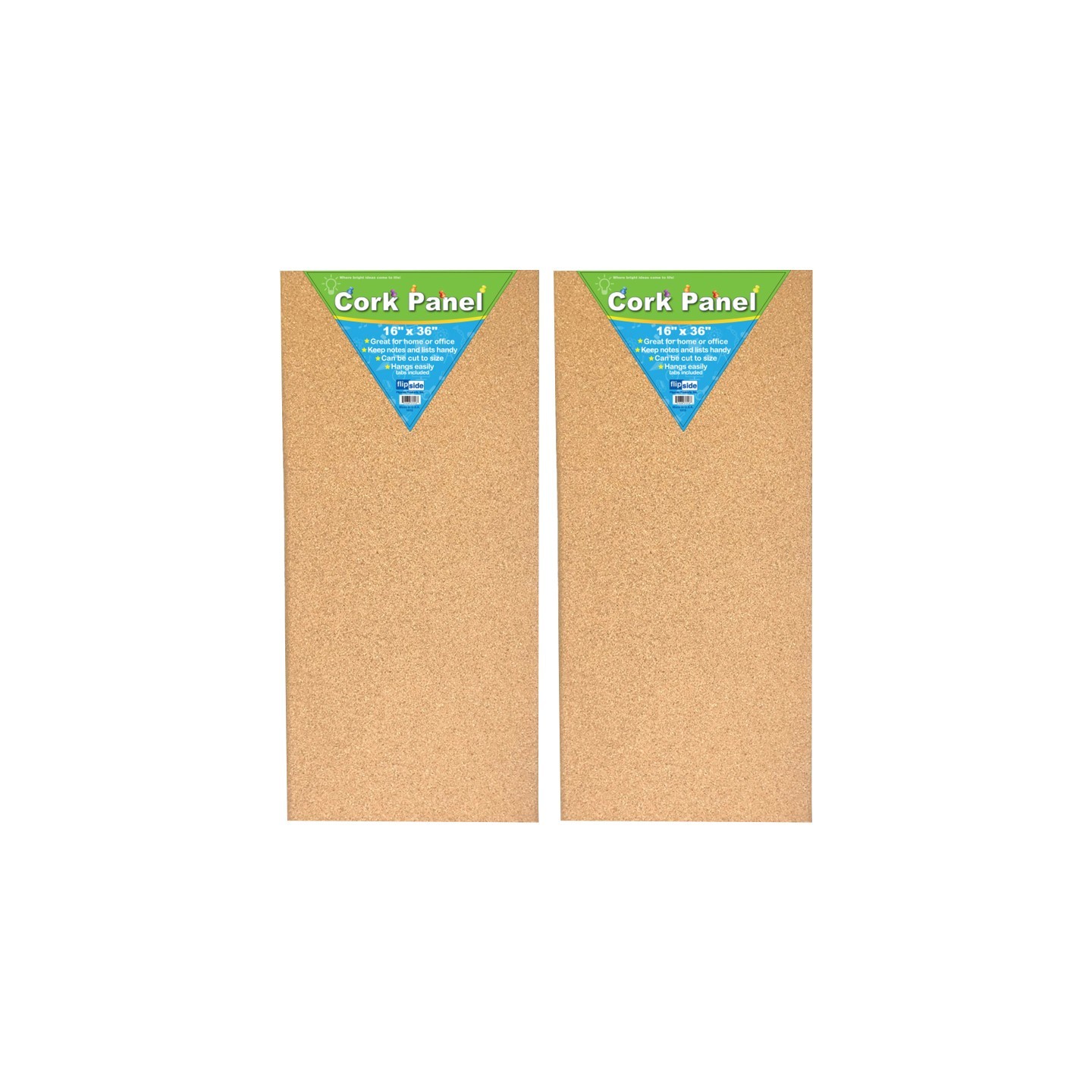 Flipside Products Cork Panel, 16" x 36", Pack of 2