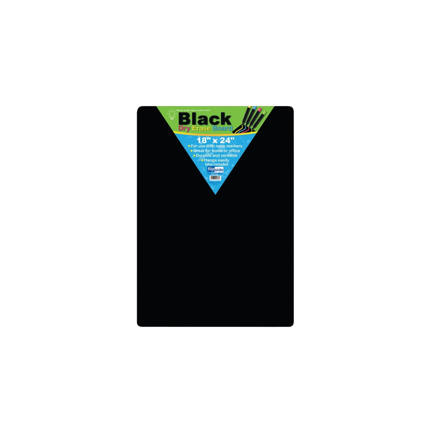 Flipside Products Black Dry Erase Board, 18" x 24"
