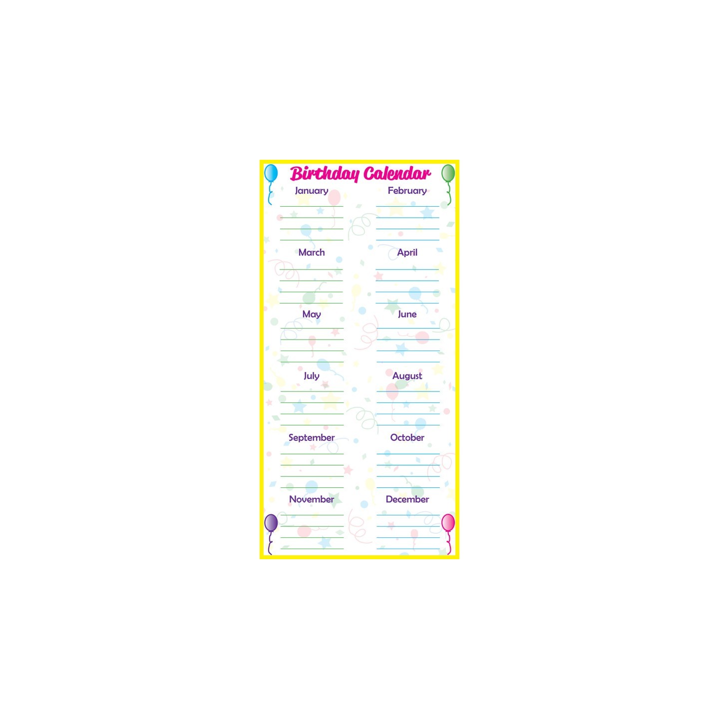 Flipside Products Low-Tac Birthday Calendar Vertical