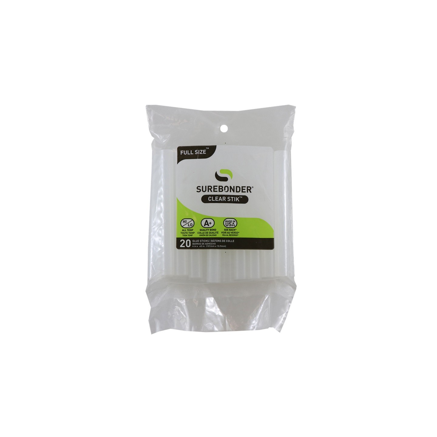 Surebonder® Full Size 4" Clear Hot Glue Stick, Dual Temperature, Pack of 20