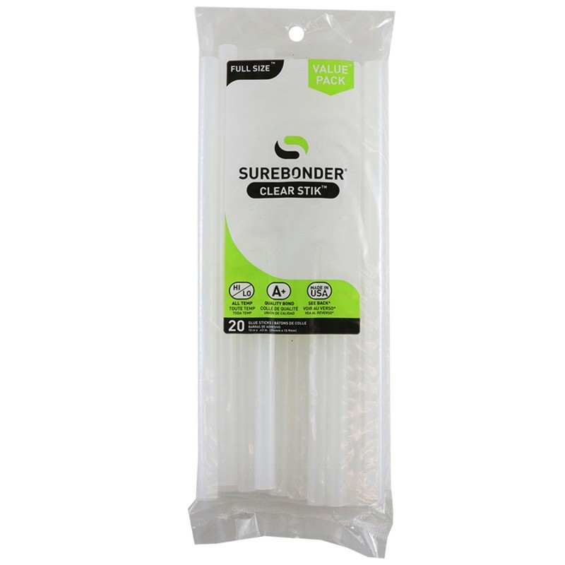 Surebonder® Full Size 10" Clear Hot Glue Stick, Dual Temperature, Pack of 20