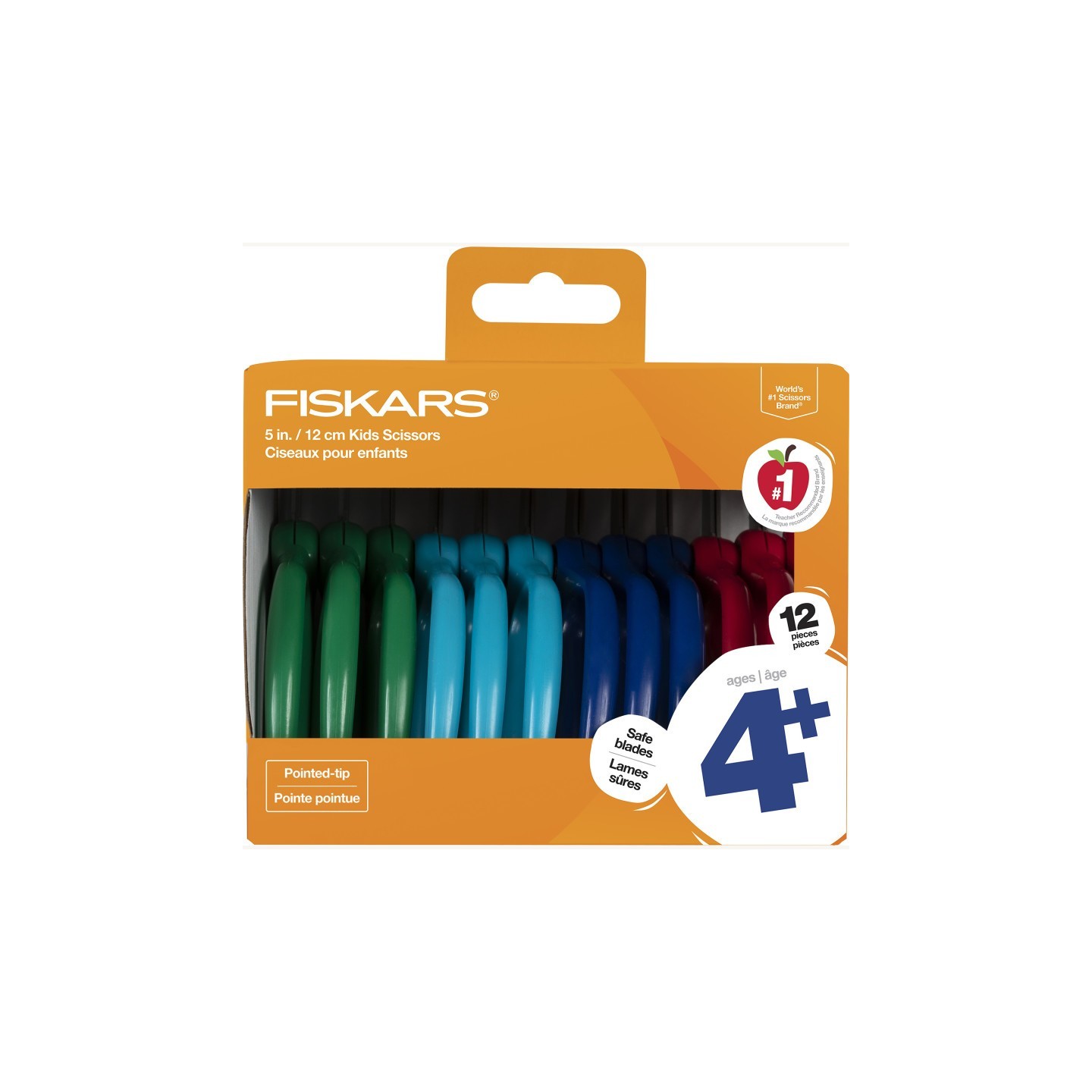 Fiskars® Kids Scissors Classpack, Pointed, 5", Pack of 12