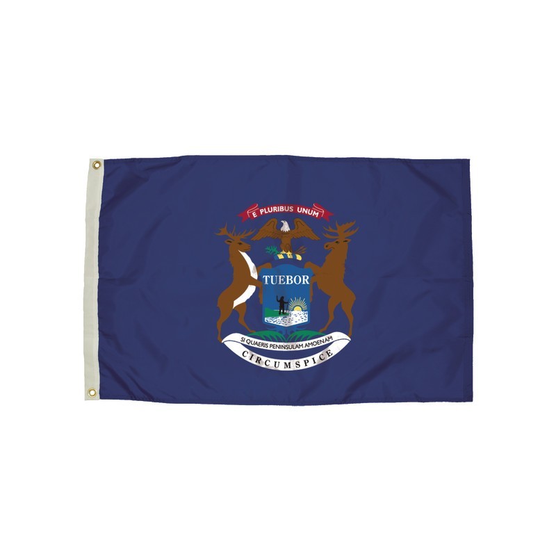 FlagZone Durawavez Nylon Outdoor Flag with Heading & Grommets, Michigan, 3ft x 5ft