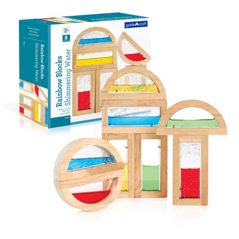 Guidecraft Shimmering Water Rainbow Blocks, 8 Pieces