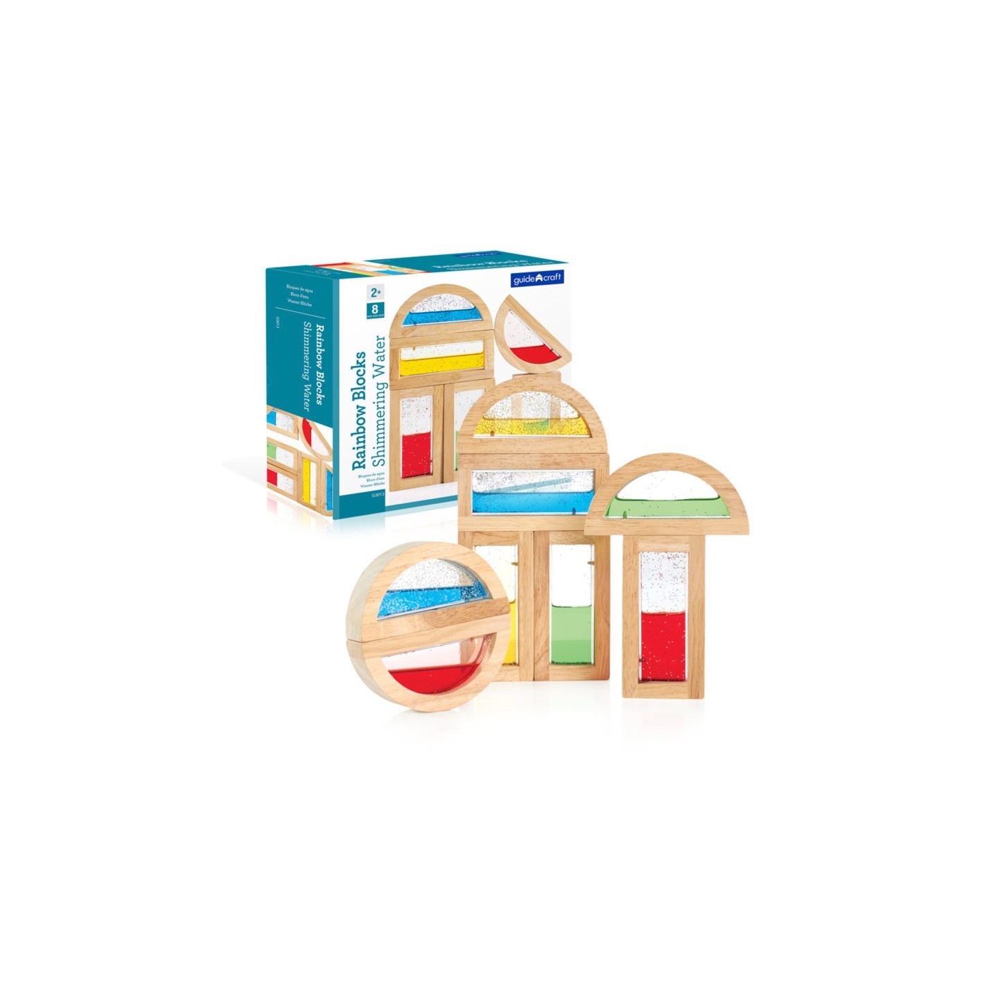 Guidecraft Shimmering Water Rainbow Blocks, 8 Pieces