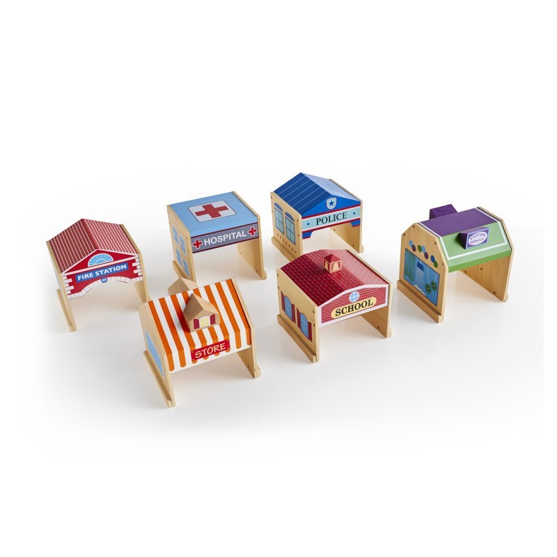 Guidecraft Community Buildings, 6-Piece Set