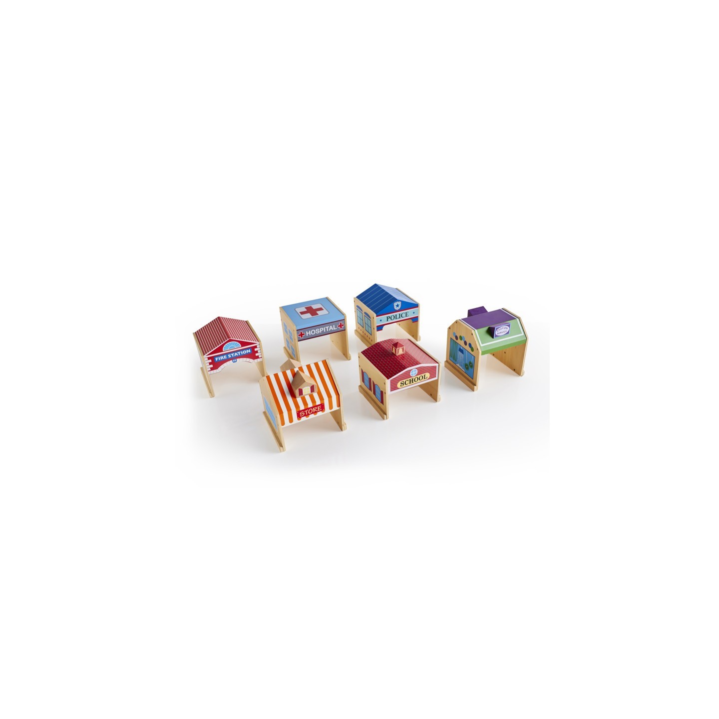 Guidecraft Community Buildings, 6-Piece Set