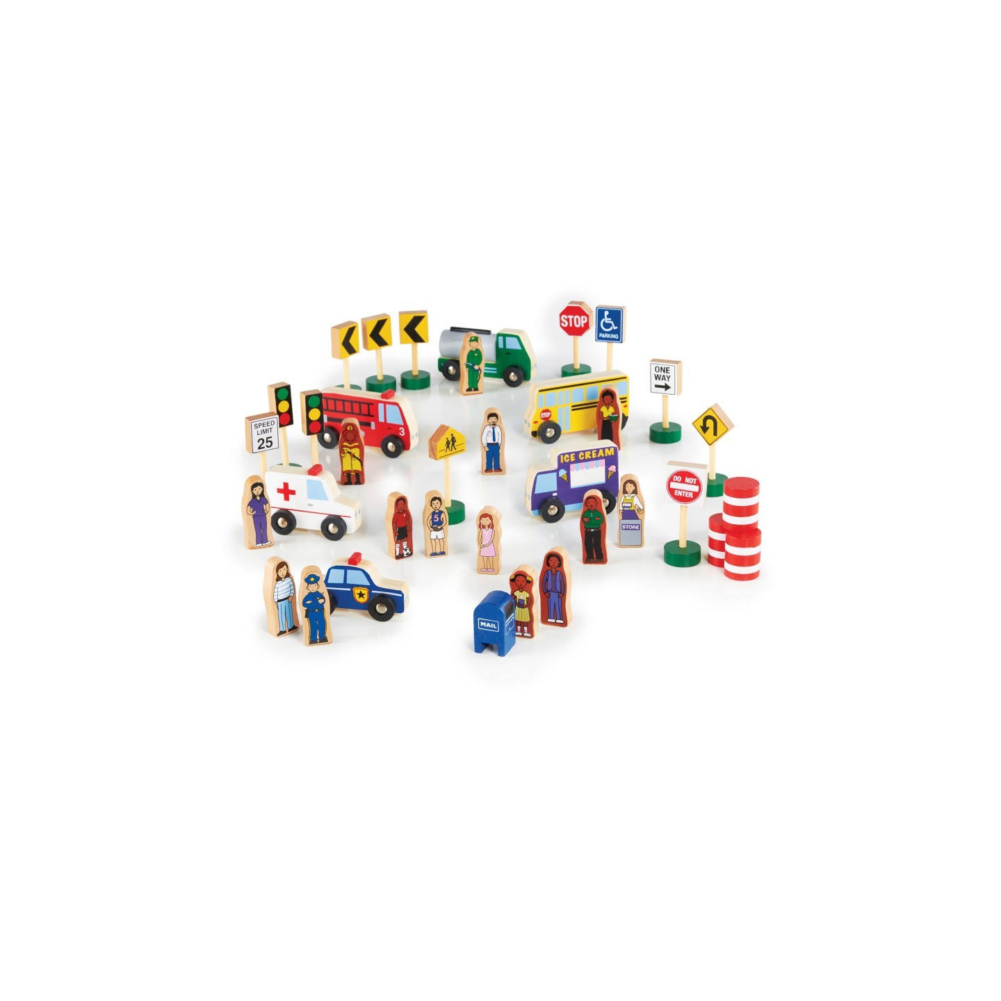 Guidecraft Community & Roadway Essentials, 36 Pieces