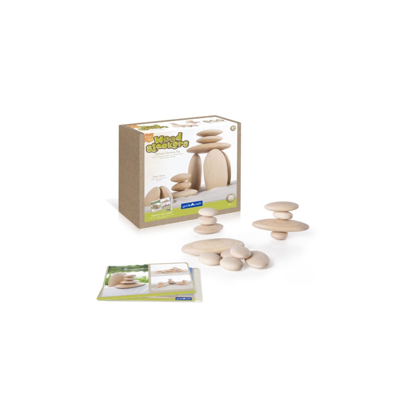 Guidecraft Wood Stackers - River Stones, 20 Pieces