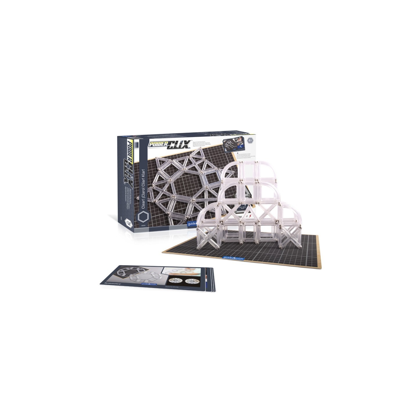 Guidecraft PowerClix® Frames, Clear, Magnetic Building Set, 74 Pieces