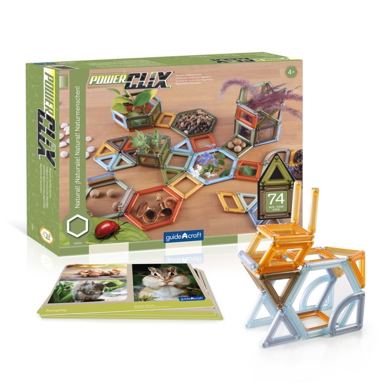 Guidecraft PowerClix® Frames, Natural, Magnetic Building Set, 75 Pieces