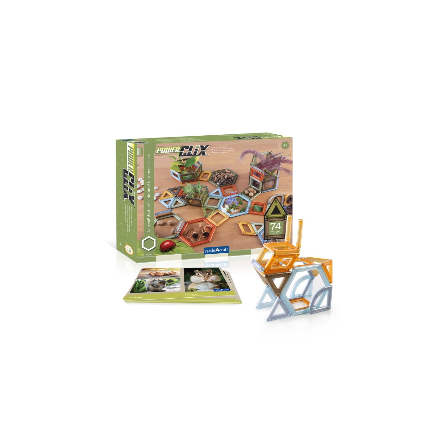 Guidecraft PowerClix® Frames, Natural, Magnetic Building Set, 75 Pieces