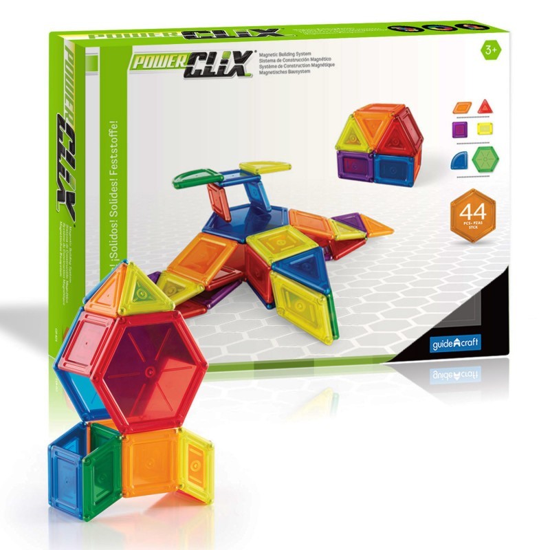 Guidecraft PowerClix® Solids, Magnetic Building Set, 44 Pieces