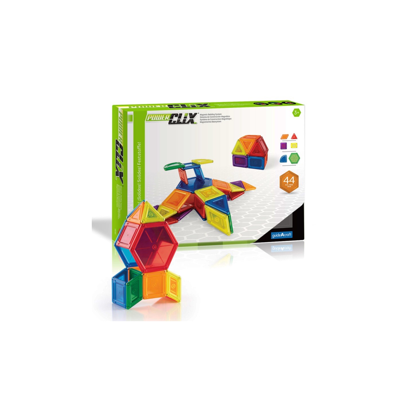Guidecraft PowerClix® Solids, Magnetic Building Set, 44 Pieces